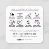 Lash Extensions Aftercare Instructions Fuchsia Squ Vierkante Visitekaartje (Achterkant)