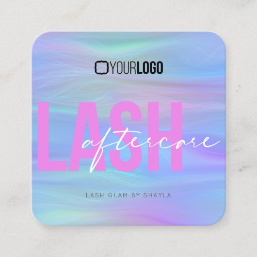 Lash Extensions Aftercare Instructions Fuchsia Squ Vierkante Visitekaartje (Voorkant)