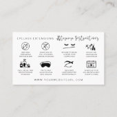 Lash Extensions Aftercare Instructions Modern Busi Visitekaartje (Achterkant)