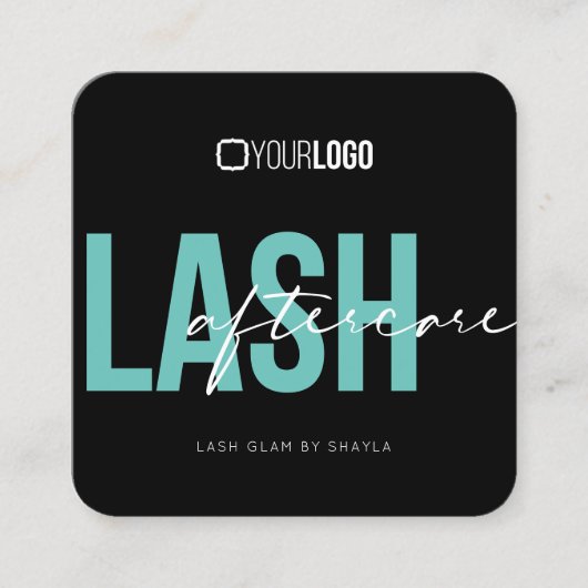 Lash Extensions Aftercare Instructions Square Busi Vierkante Visitekaartje (Voorkant)