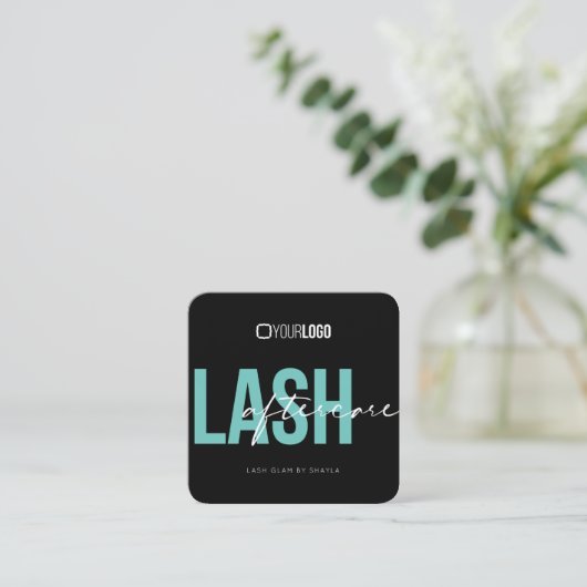 Lash Extensions Aftercare Instructions Square Busi Vierkante Visitekaartje (Staand voorkant)