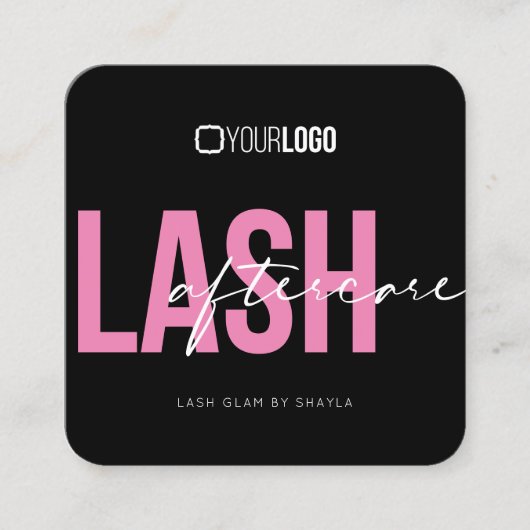 Lash Extensions Aftercare Instructions Square Busi Vierkante Visitekaartje (Voorkant)