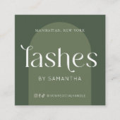 Lash Extensions Aftercare Modern Boho Sage Green Vierkante Visitekaartje (Voorkant)