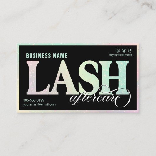 Lash Extensions Aftercare Pastel Rainbow Mint Visitekaartje (Voorkant)