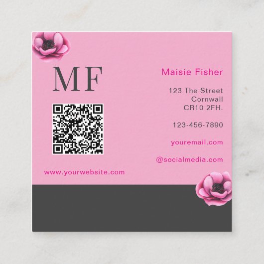 Lash Extensions Event Planner QR Code Monogram Vierkante Visitekaartje (Achterkant)