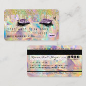 Lash Extensions Glitter Drip Holographic Credit Visitekaartje (Voorkant / Achterkant)