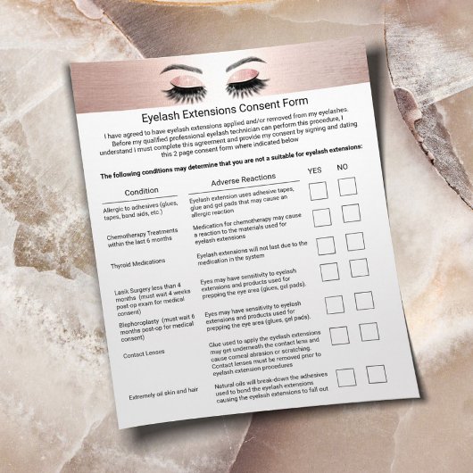 Lash Extensions Liability Waiver Release Form Flyer