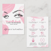Lash extensions Make-up nazorg instructies pictogr Afsprakenkaartje (Voorkant / Achterkant)