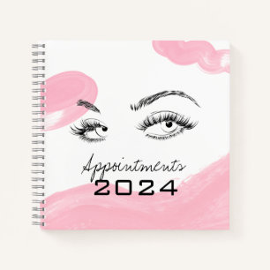 Lash extensions Make-up roze Waterverf afspraak Notitieboek