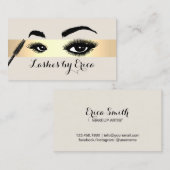 Lash Extensions Makeup Artist Gold Stripe Salon Visitekaartje (Voorkant / Achterkant)