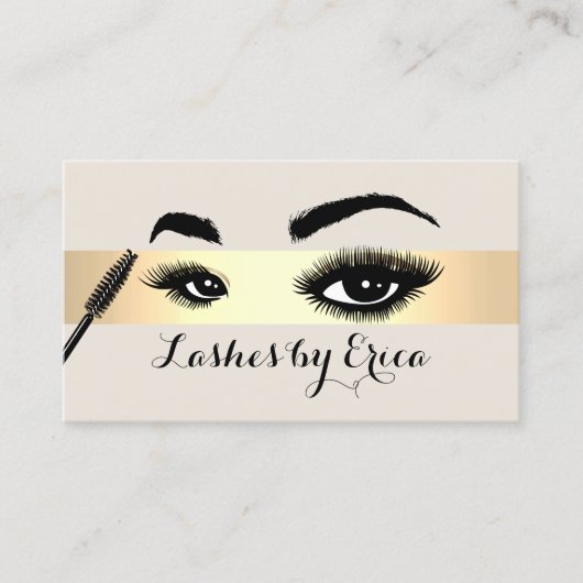 Lash Extensions Makeup Artist Gold Stripe Salon Visitekaartje (Voorkant)