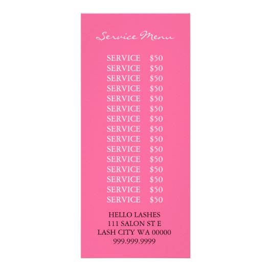 Lash Extensions Makeup Artist Salon Flyer Menu (Achterkant)