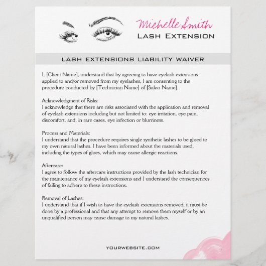 Lash extensions Minimalistische Pink Liability Wai Flyer (Voorkant)