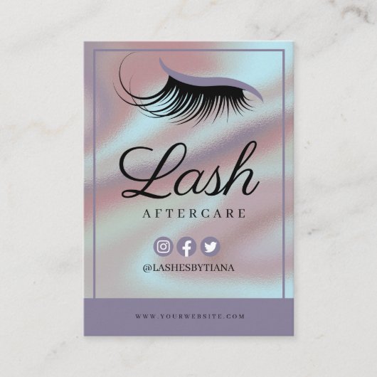 Lash Extensions nazorginstructies Visitekaartje (Voorkant)