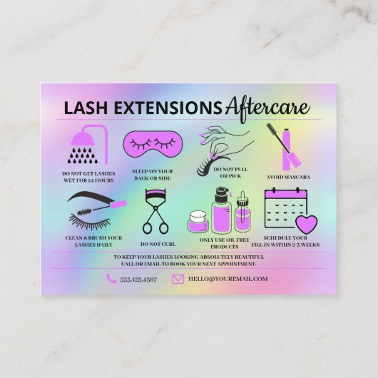 Lash Extensions nazorginstructies Visitekaartje (Achterkant)