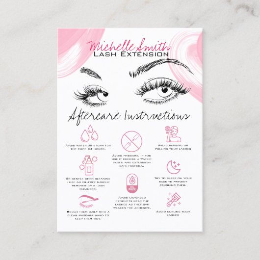Lash extensions Pink Aftercare Verwijs een vriend Visitekaartje (Voorkant)