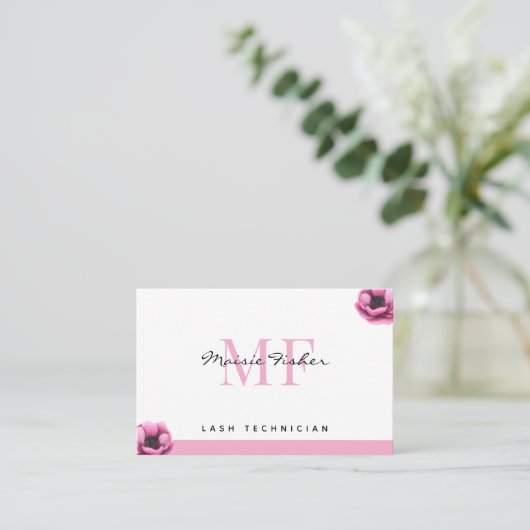 Lash Extensions QR Code Monogram Eyelash Tech Visitekaartje (Staand voorkant)