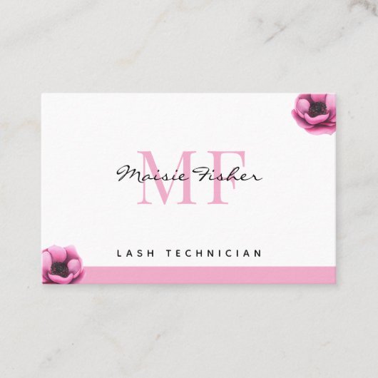Lash Extensions QR Code Monogram Eyelash Tech Visitekaartje (Voorkant)