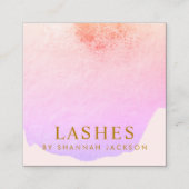 Lash Extensions Trendy Roze Waterverf Abstract Vierkante Visitekaartje (Voorkant)