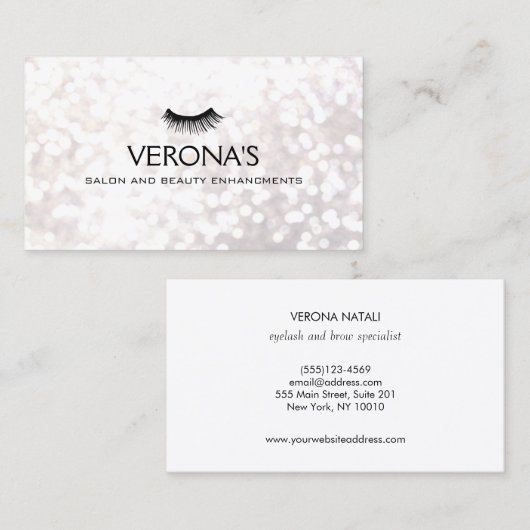 Lash Extensions White Bokeh Visitekaartje (Voorkant / Achterkant)