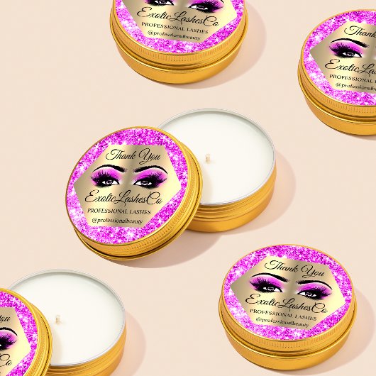 Lash Hartelijk dank dat u Lashes Gold Hot Pink aan Ronde Sticker