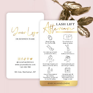 Lash Lift & Tint Aftercare Guide White & Gold Visitekaartje