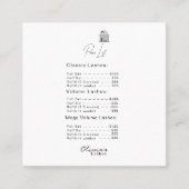 Lash lounge Eenvoudige witte prijslijst Vierkante Visitekaartje (Voorkant)