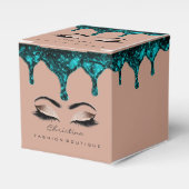 Lash Makeup Logo Glitter Blauwgroen Drives Boutiqu Bedankdoosjes (Voorkant Zijde)