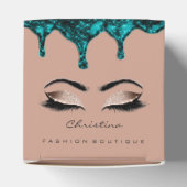 Lash Makeup Logo Glitter Blauwgroen Drives Boutiqu Bedankdoosjes (Bovenkant)