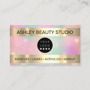 Lash Makeup Nail Hairdresser Logo Gold Powder Visitekaartje