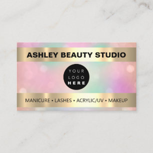 Lash Makeup Nail Hairdresser Logo Gold Roos Visitekaartje