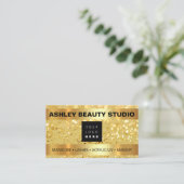 Lash Makeup Nail Stylist Custom Logo Gold Glitter Visitekaartje (Staand voorkant)