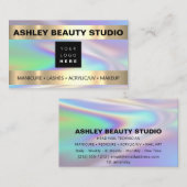 Lash Makeup Nail Stylist Logo Holograaf Pastels Visitekaartje (Voorkant / Achterkant)
