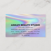 Lash Makeup Nail Stylist Logo Holograaf Pastels Visitekaartje (Achterkant)