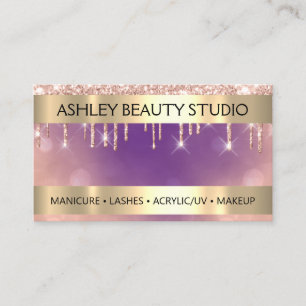 Lash Nail Stylist Logo Glitter Roos Paars Visitekaartje