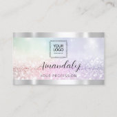 Lash Nails QRCode Logo Elegant Glitter Visitekaartje (Voorkant)