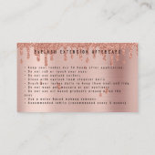 Lash Natercare Instructions Roos Pink Gold Glitter Visitekaartje (Achterkant)