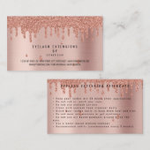 Lash Natercare Instructions Roos Pink Gold Glitter Visitekaartje (Voorkant / Achterkant)