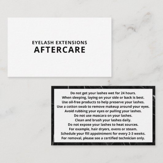 Lash Natercare Instructions Visitekaartje (Voorkant / Achterkant)