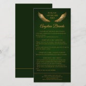 Lash Nazorg Info Gold Glitter Wings Groen Bedankkaart (Voorkant / Achterkant)