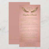 Lash Nazorg Info Golden Glitter Wings Pink Bedankkaart (Voorkant / Achterkant)