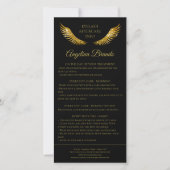 Lash Nazorg Info Gouden Glitter Vleugels Zwart Bedankkaart (Voorkant)