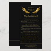 Lash Nazorg Info Gouden Glitter Vleugels Zwart Bedankkaart (Voorkant / Achterkant)