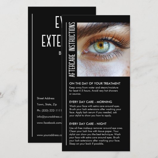 Lash Nazorg Zwart & Wit Modern Woman Eye Look Bedankkaart (Voorkant / Achterkant)