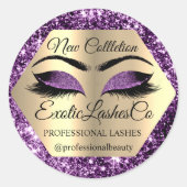 Lash Packaging Makeup Artiest Gold Paarse Eyes Ronde Sticker (Voorkant)