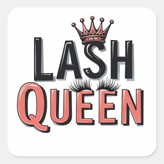 Lash Queen Funny Eye wimpers make-up Vierkante Sticker (Voorkant)