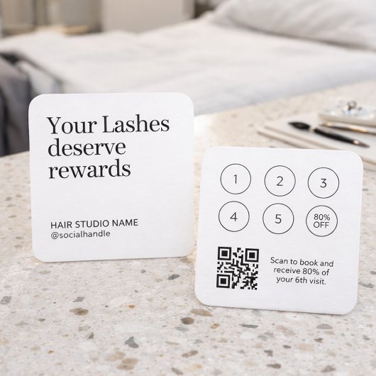 Lash Rewards Loyalty Card met QR-code Vierkante Visitekaartje