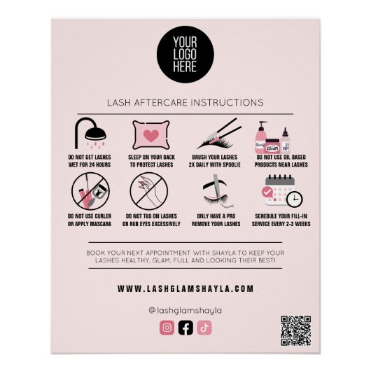Lash Salon Eyelash Extension Instruction Perfect Poster (Voorkant)