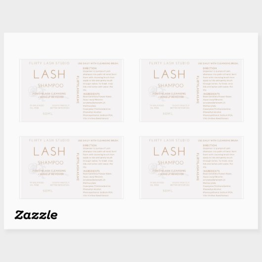 Lash shampoo flesetiket rechthoekige sticker (Vel)