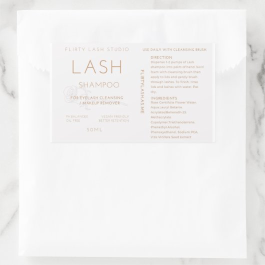Lash shampoo flesetiket rechthoekige sticker (Tas)